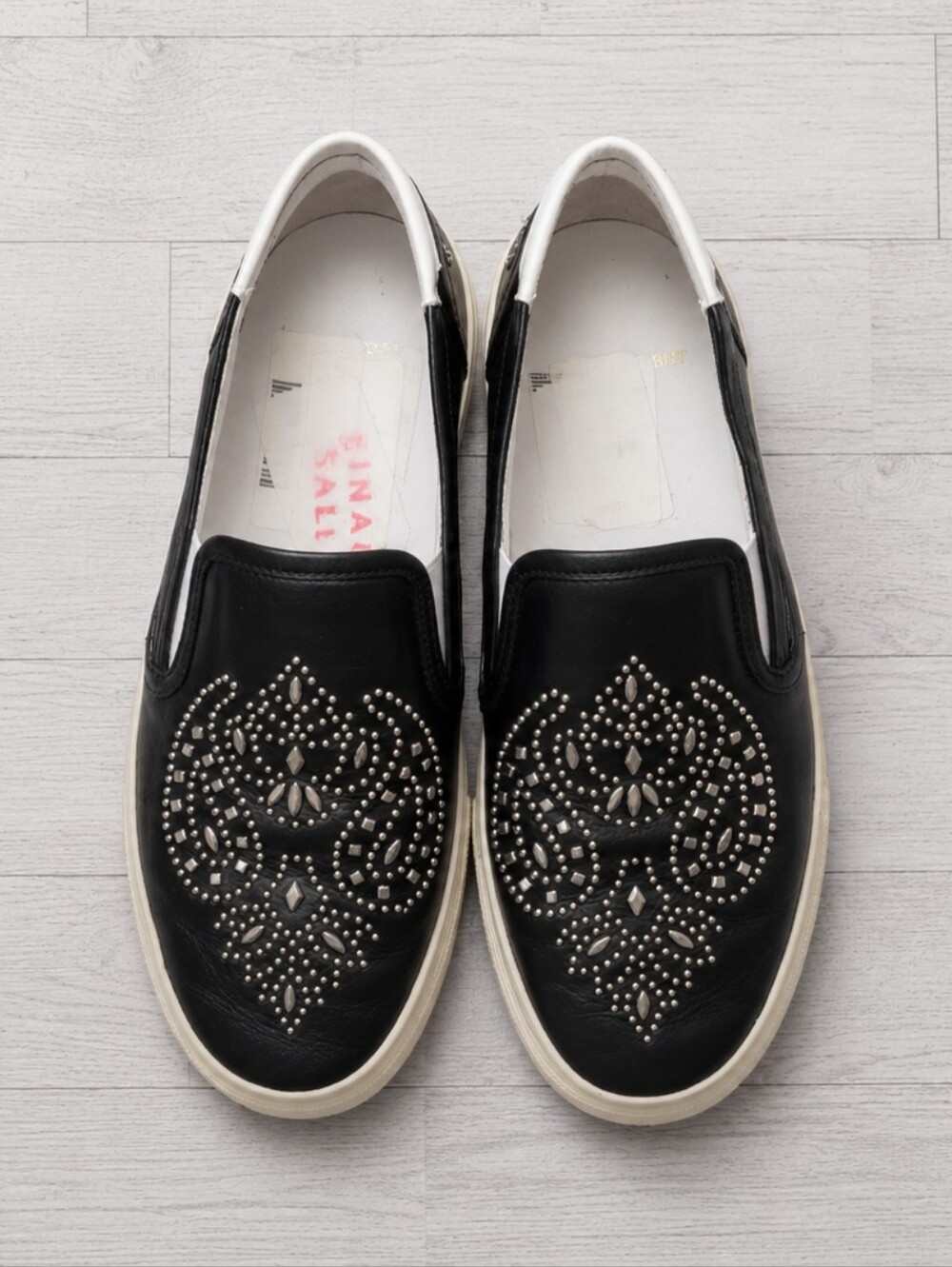 Saint Laurent Bandana Paisley Studded Leather Slip-On Sneakers